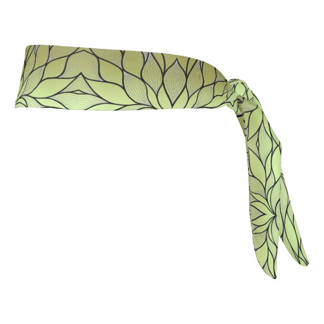 Olive Green Creative Leave Pattern  Tie Headband (Rotate 90)