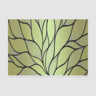 Olive Green Creative Leave Pattern Tissue Paper