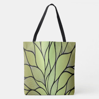 Olive Green Creative Leave Pattern  Tote Bag