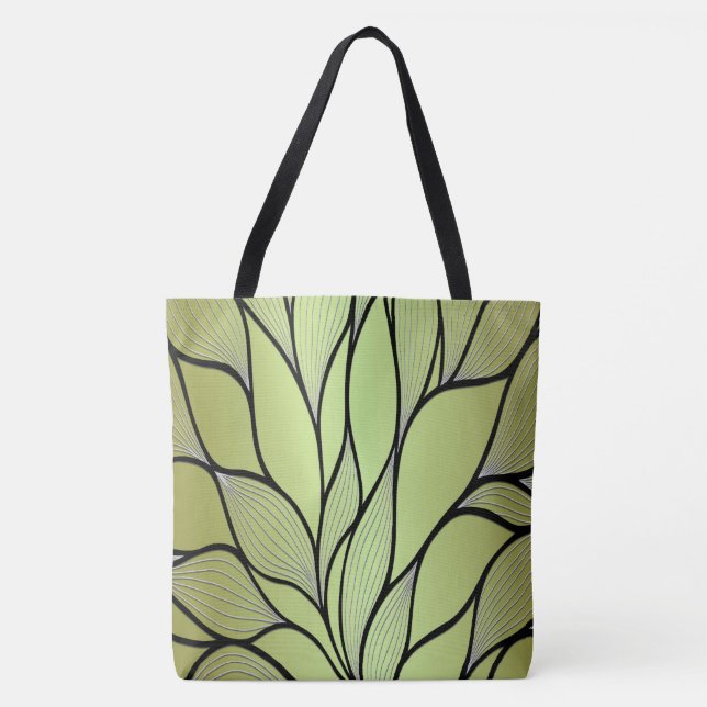 Olive Green Creative Leave Pattern  Tote Bag (Front)