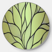 Olive Green Creative Leave Pattern Wireless Charger (Front)