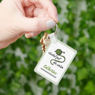 Olive Green Crochet Fast, Die Warm Keychain