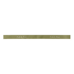 Olive Green Custom Name Wedding Ribbon