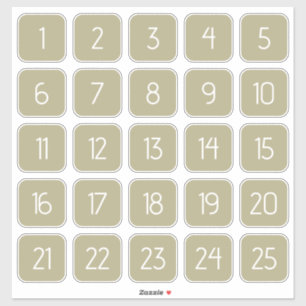 Olive Green Customizable Square Number Stickers