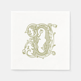 Olive Green "D" Monogram Cocktail Napkins