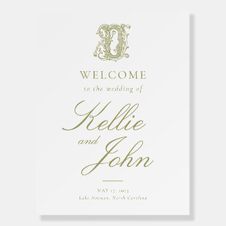 Olive Green "D" Monogram Wedding Poster