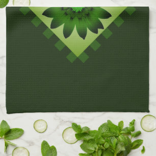 Olive Green Daisy Flower Kitchen Towel