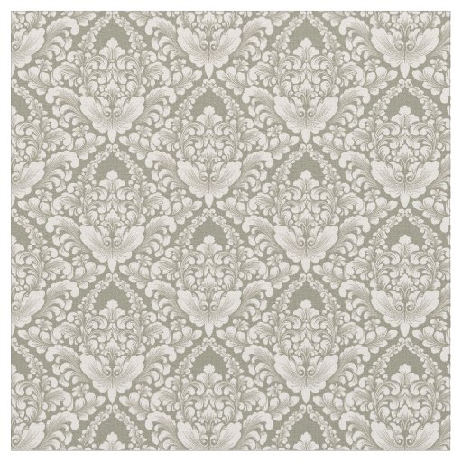 Olive Green Damask Fabric