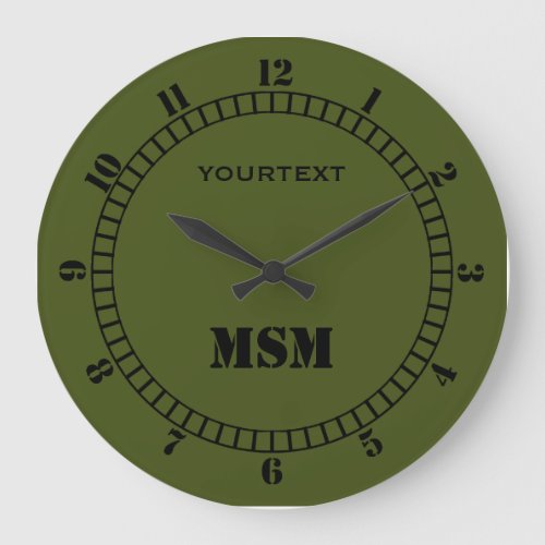 Olive Green Decor Dial Easily Personalize This Large Clock