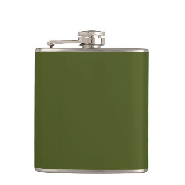 Olive Green Decor Easily Customize This Hip Flask (Front)