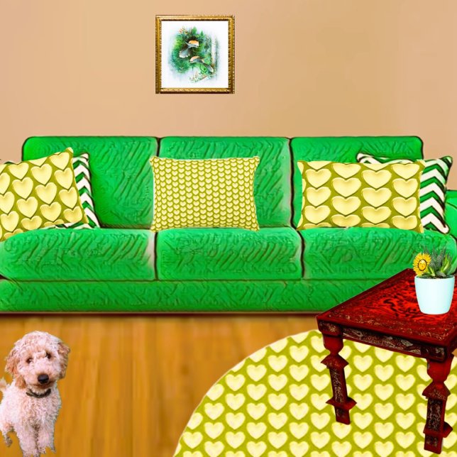 Olive Green Decorative Heart Pillow (Matching Rugs also available (Pillow back & Front differ))