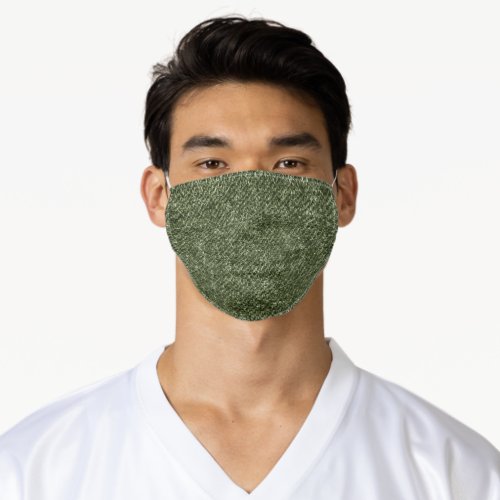 Olive Green Denim Fabric Texture Face Mask