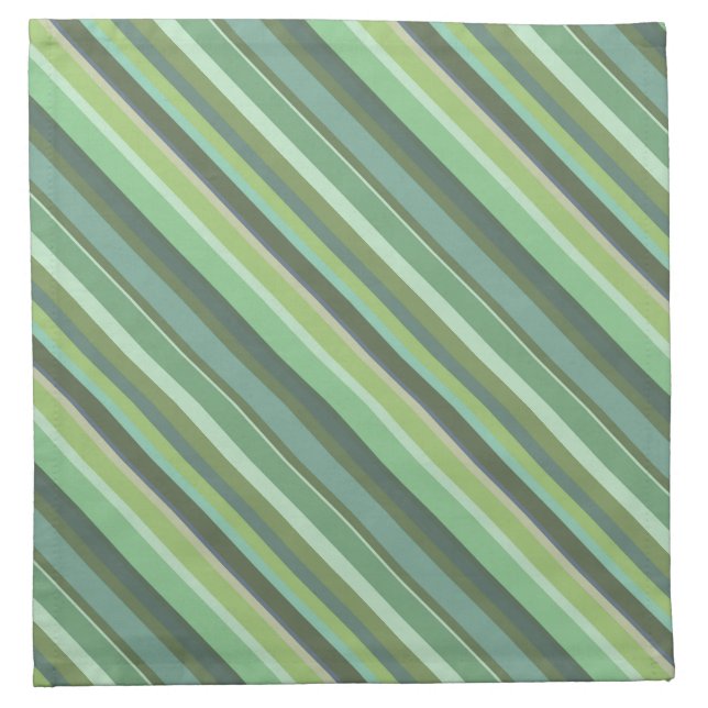 Olive green diagonal stripes napkin (Front)