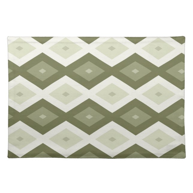 Olive green diamond pattern cloth placemat (Front)