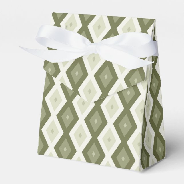 Olive green diamond pattern favor boxes (Front Side)
