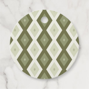 Olive green diamond pattern favor tags