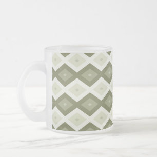 Olive green diamond pattern frosted glass coffee mug