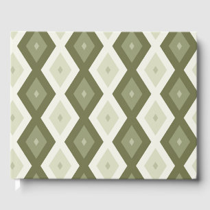 Olive green diamond pattern guest book