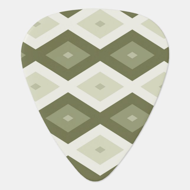 Olive green diamond pattern guitar pick (Front)