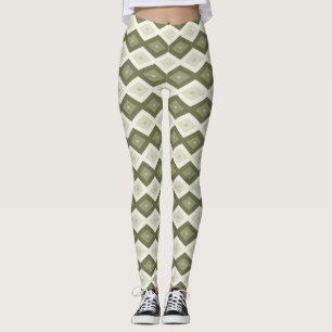 Olive green diamond pattern leggings