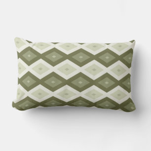 Olive green diamond pattern lumbar pillow