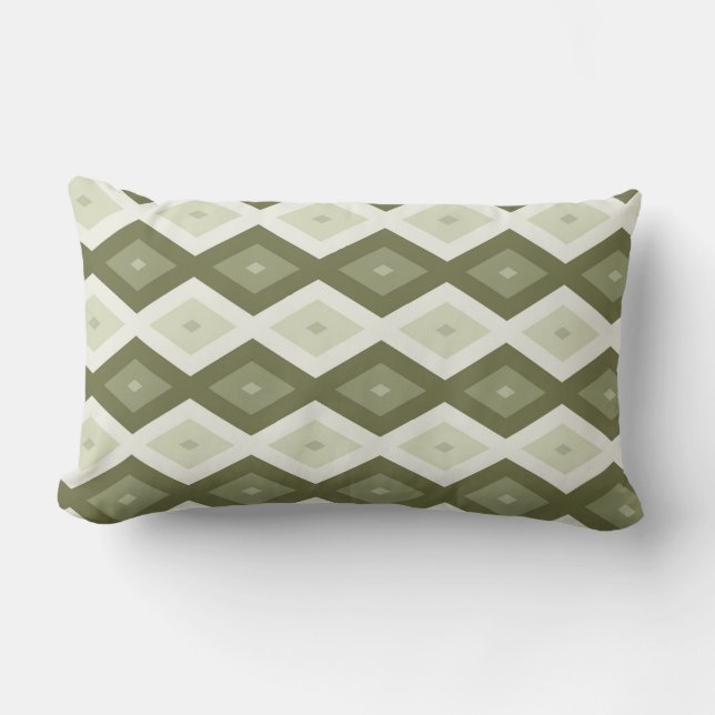 Olive green diamond pattern lumbar pillow (Front)