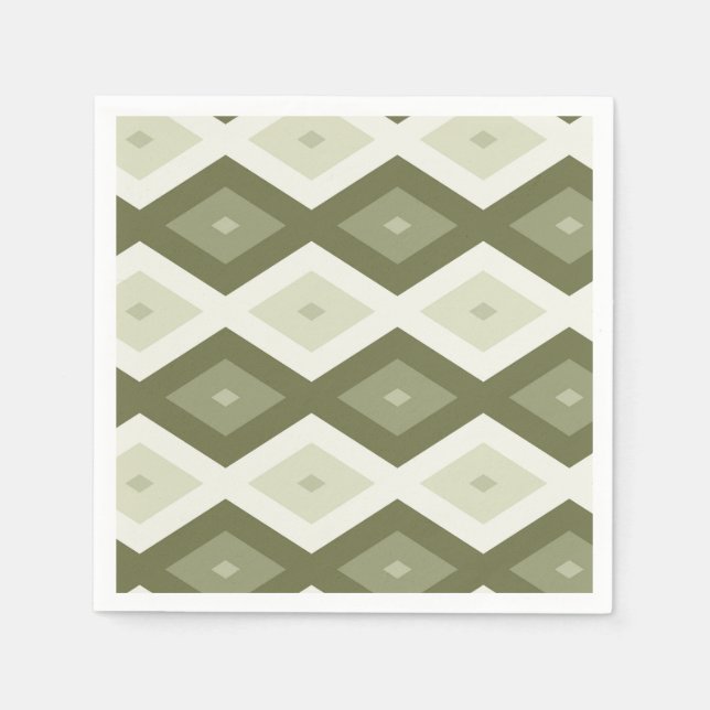 Olive green diamond pattern napkins (Front)