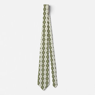 Olive green diamond pattern neck tie