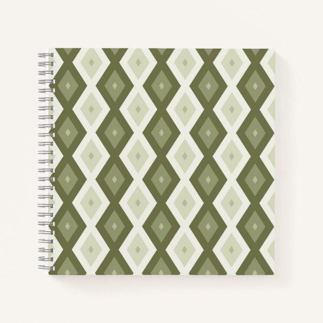 Olive green diamond pattern notebook (Front)