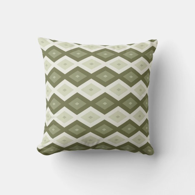 Olive green diamond pattern throw pillow (Front)