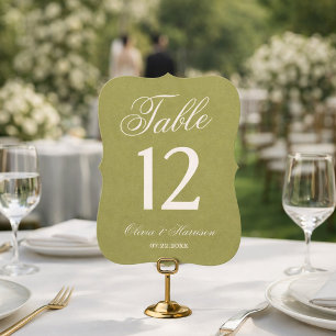 Olive Green Die Cut Wedding Table Number