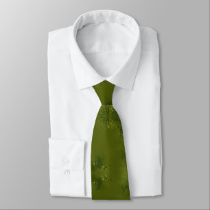 Olive Green Ditsy Floral Neck Tie