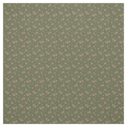 Olive Green Dusty Pink Wildflower Rustic Charm Fabric