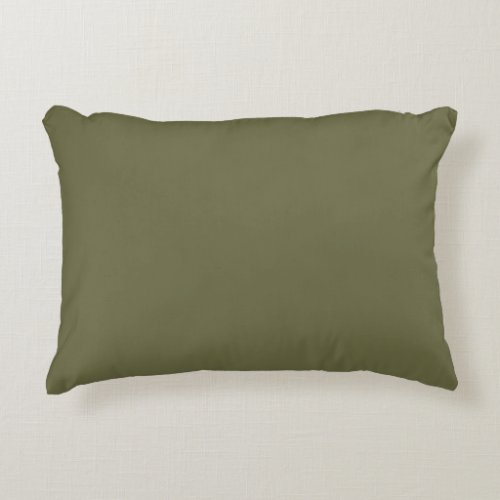 Olive Green Earthy Solid Color Print Accent Pillow