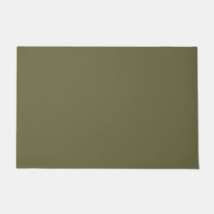 Olive Green Earthy Solid Color Print Doormat
