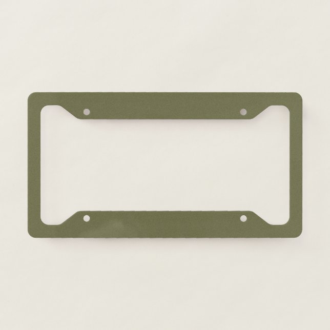 Olive Green Earthy Solid Color Print License Plate Frame (Front)