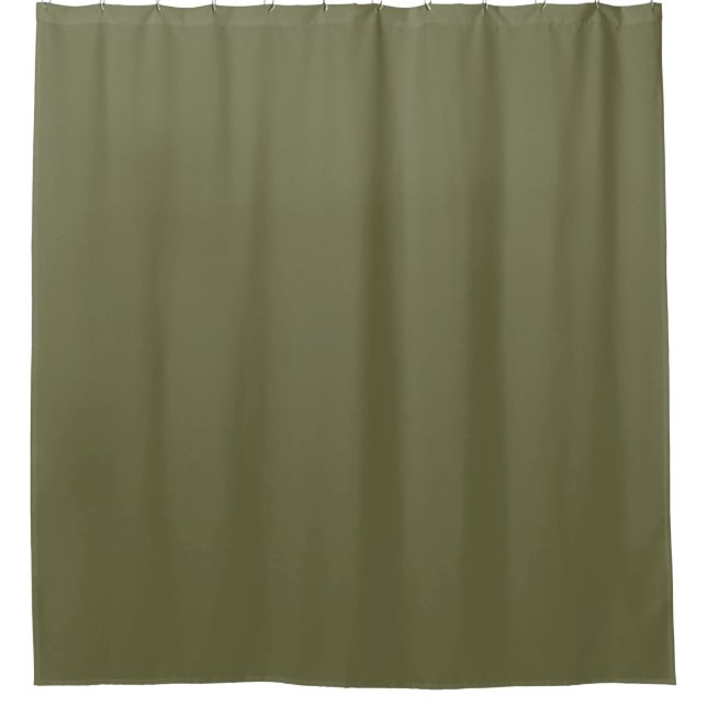 Olive Green Earthy Solid Color Print Shower Curtain (Front)