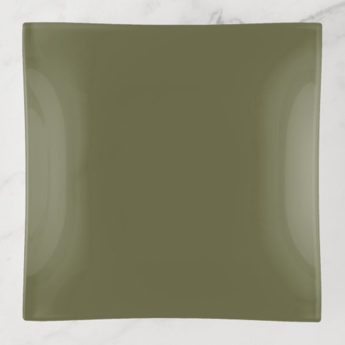 Olive Green Earthy Solid Color Print Trinket Tray