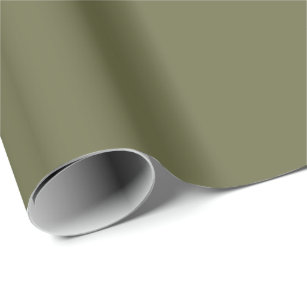 Olive Green Earthy Solid Color Print Wrapping Paper