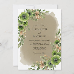 Olive Green Earthy Spring Wedding Invitation