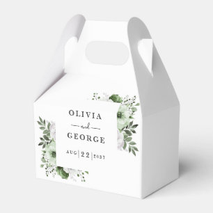 Olive Green Elegant Country Floral Wedding Favor Boxes
