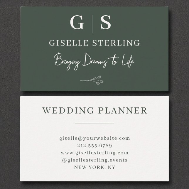 Olive Green Elegant Minimalist Monogram  Business Card (Creator Uploaded)