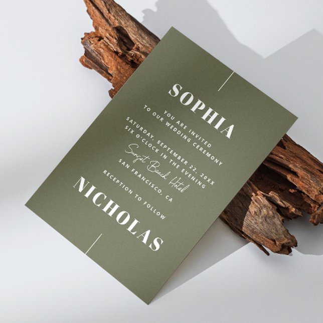 Olive green Elegant minimalist wedding QR Code Invitation (Creator Uploaded)