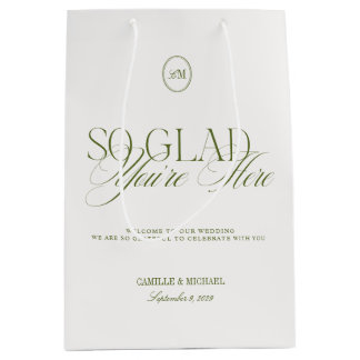 Olive Green Elegant Modern Wedding Welcome Medium Gift Bag