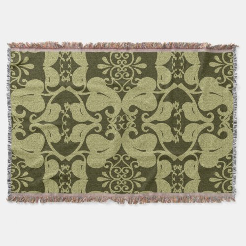 Olive Green Elegant Pattern Blanket