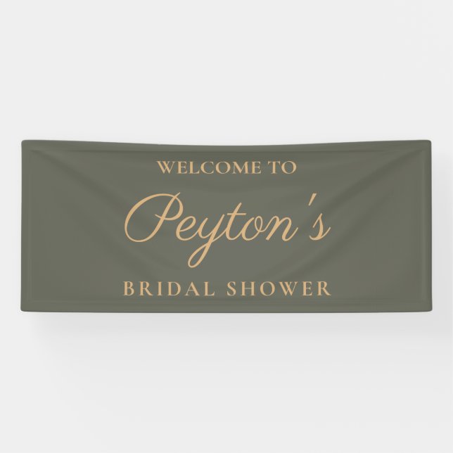 Olive Green Elegant Script Bridal Shower Welcome Banner (Horizontal)