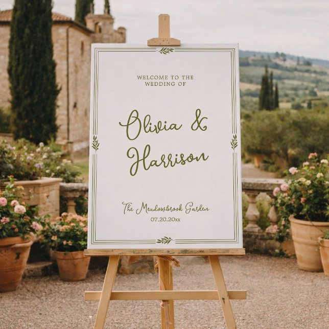Olive Green Elegant Wedding Welcome Sign (Creator Uploaded)