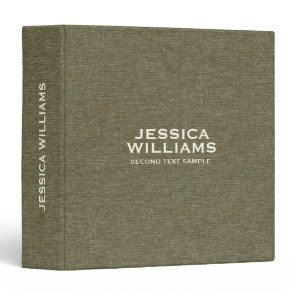 Olive Green Fabric Texture Beige Typography 3 Ring Binder