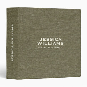 Olive Green Fabric Texture Beige Typography 3 Ring Binder