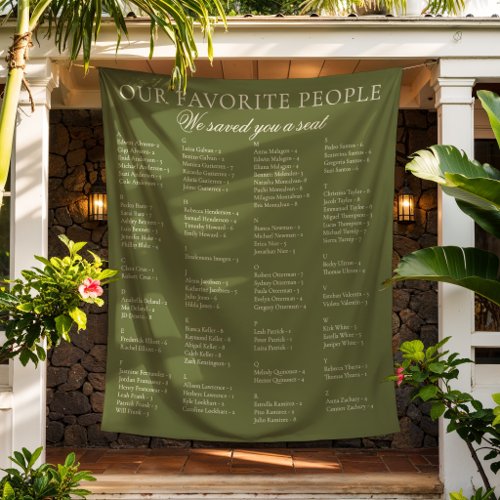Olive Green Fabric Wedding Seating Chart Sign Tapestry